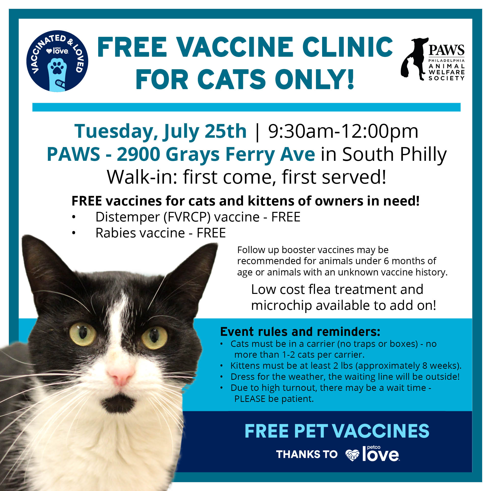 Free shots for cats sales near me